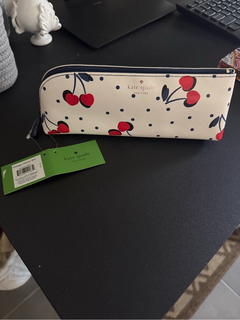 kate spade White Cherry Print Pencil Case